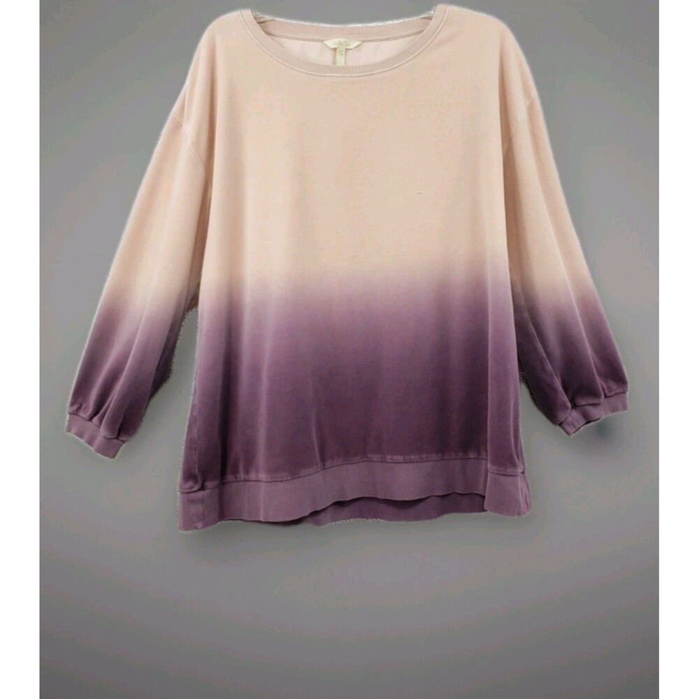 Matilda Jane Velvet Sweatshirt Women's L Blush Pink Purple Ombre Relaxed Fit